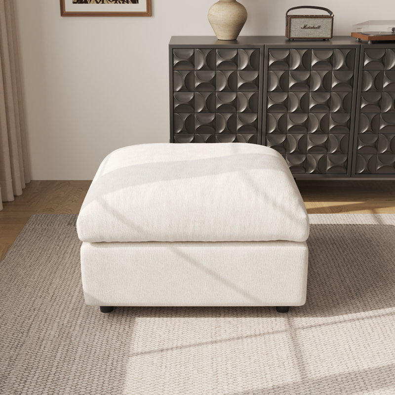 Kessi 33.5" Upholstered Ottoman, Beige