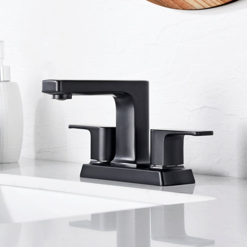 Dean Collection Two-Handle Centerset Bathroom Faucet with Drain Assembly - Matte Black, Matte Black