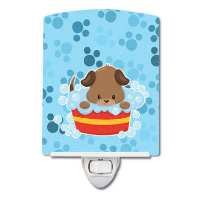 Puppy taking a Bath Ceramic Night Light
