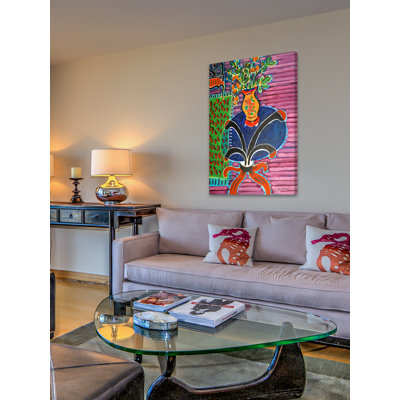 « bouquet on glass table » par wayne ensrud, reproduction d’art sur toile tendue