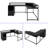 Monge 67'' L-Shape Wood Desk Computer Table with LED Light & Power Outlets-1223196399