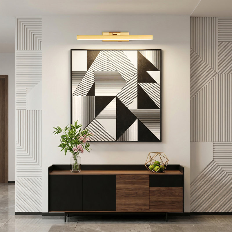 Applique murale 16 po à piles avec télécommande, applique murale à DEL à intensité variable pour œuvre d'art, miroir, chambre à coucher (doré)