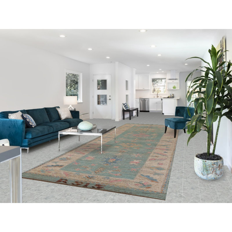 Tapis turc bleu grand Oushak 6 x 16