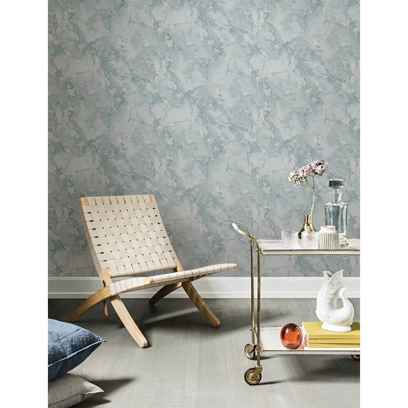 Rouleau de papier peint L 33 pi x l 20,9 po Hemza, Bleu clair