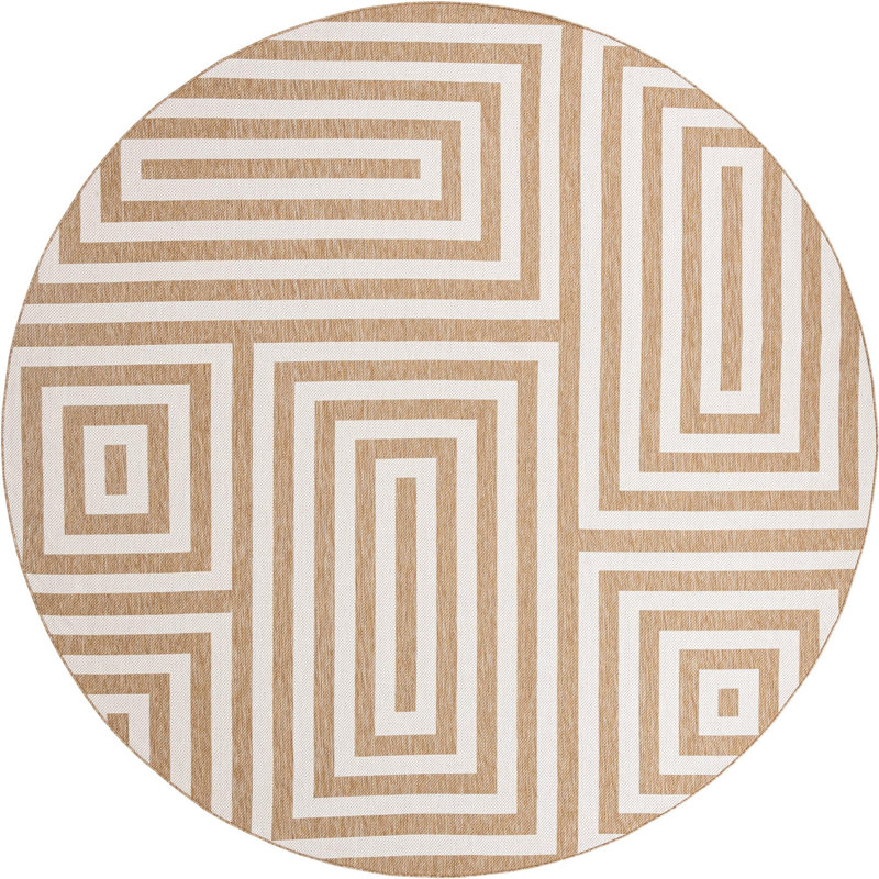 Tapis contemporain de style taupe Bello, Rond 12 pi