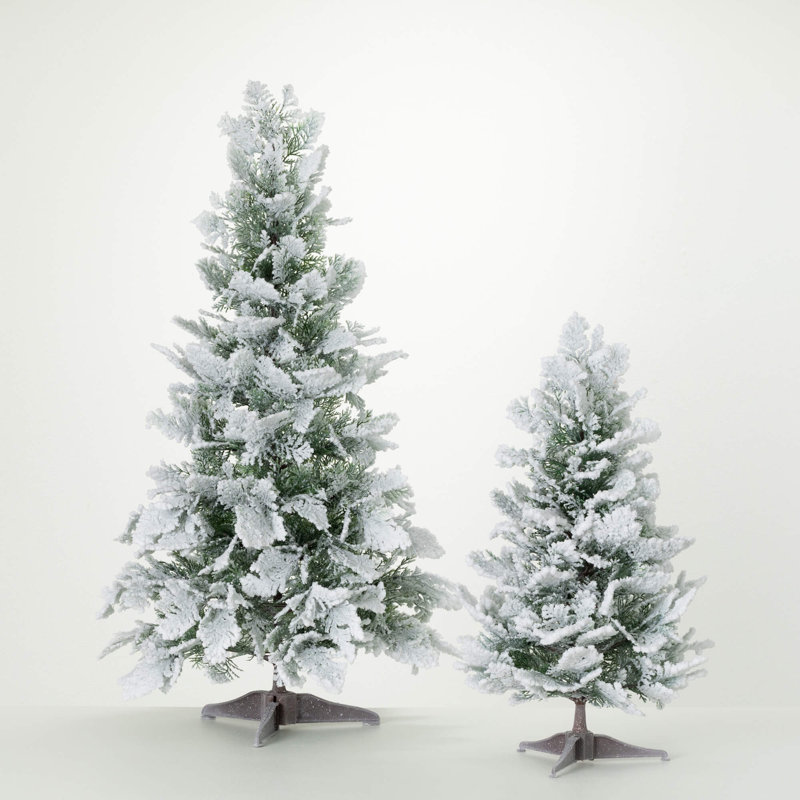 Ensemble de 2 sapins de Noël artificiels 36 po et 24 po, vert-blanc