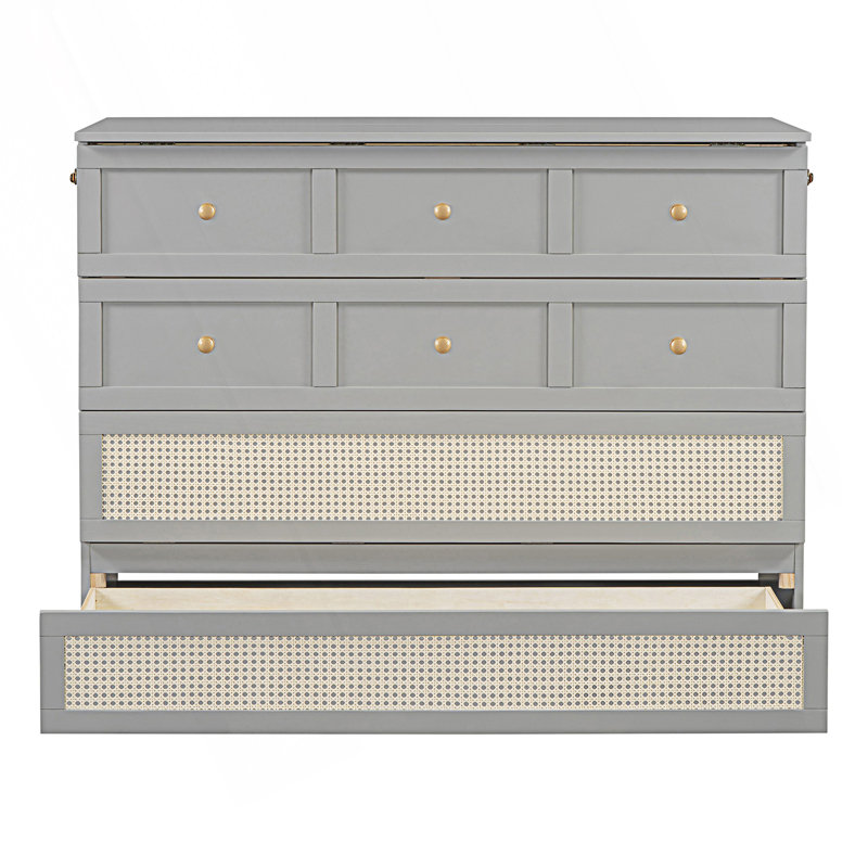 Lit escamotable double avec grands tiroirs, cadre de lit, Lit double, gris