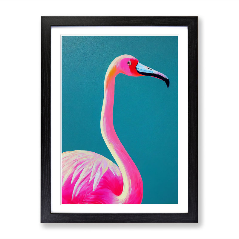 The Pretty Flamingo - Single Picture Frame Print, Black Framed, 64cm H x 46cm W x 2cm D