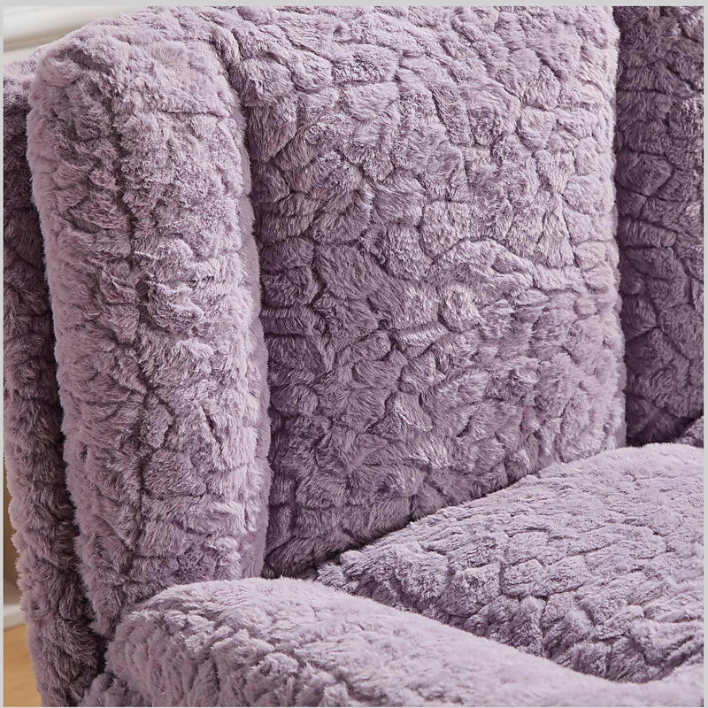 Artificial rabbit hair Home Office Chair with Metal Base, Adjustable Desk Chair Swivel Office Chair,Vanity Chair, Violet