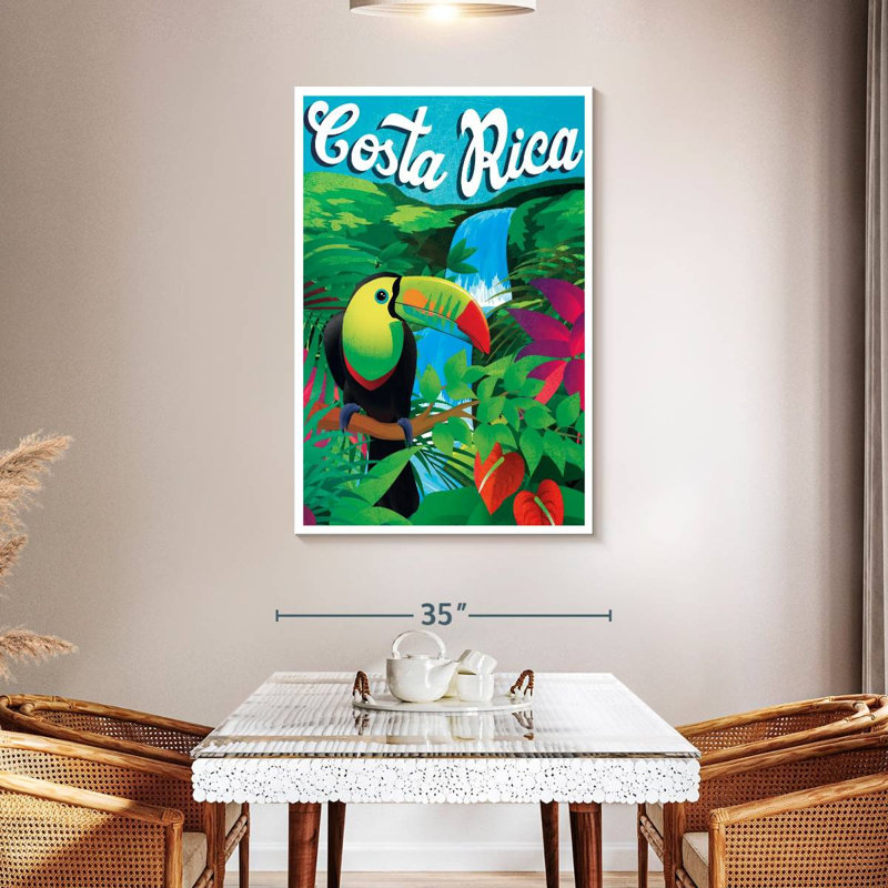 Costa Rica, affiche rétro sur toile tendue, H 48 po x l 32 po x P 1,25 po