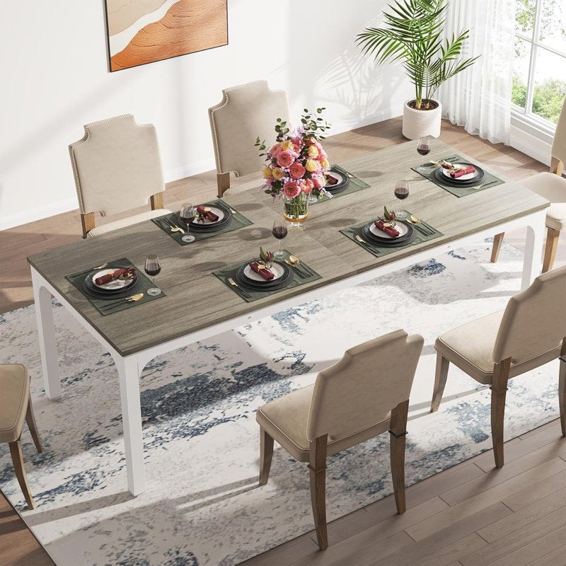 Table de salle à manger rectangulaire de 78 po pour 6 à 8 personnes, Noir mat / noir