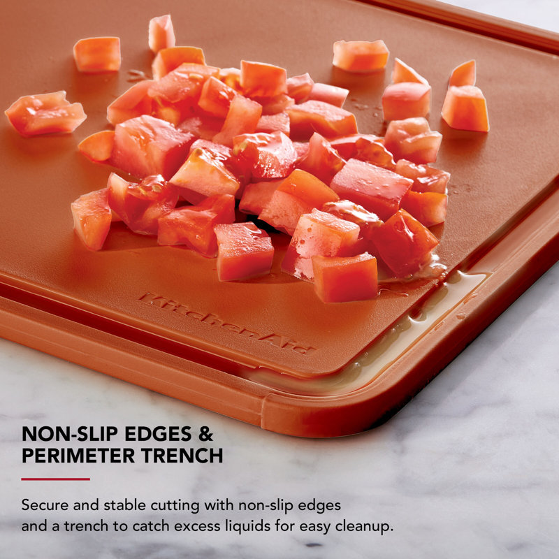 Kitchenaid Classic Non-Slip Poly Cutting Board, 11X14 Inch, Scorched Orange