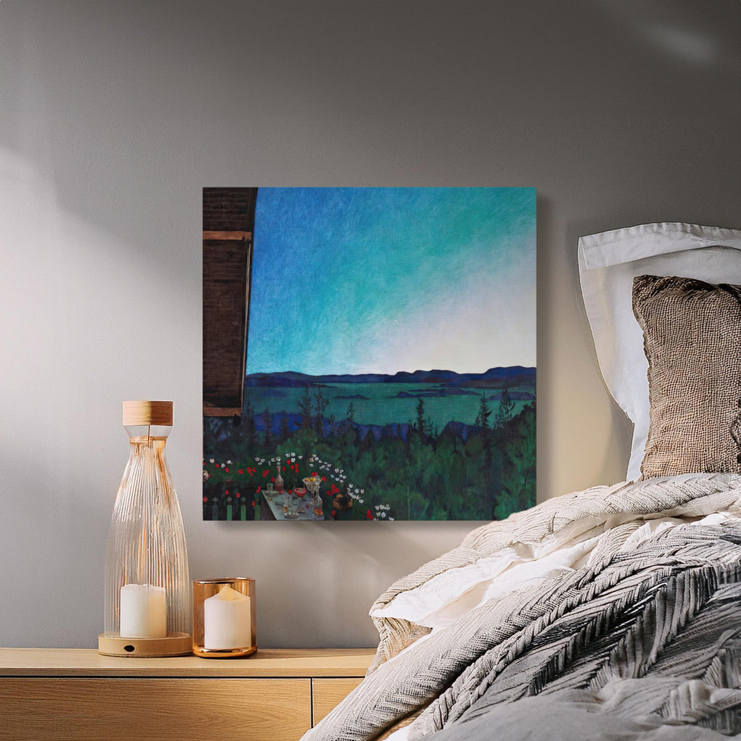 Moody Lakeside Balcony View Canvas Print