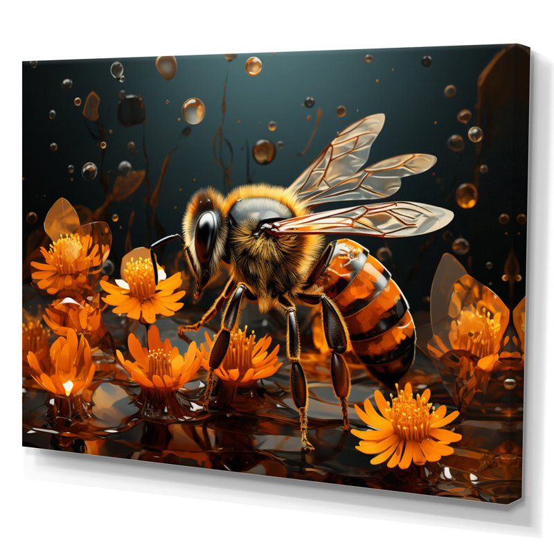 «Bee Buzzing Life», impression géométrique sur toile, H 16 po x l 32 po x P 1 po, Toile tendue