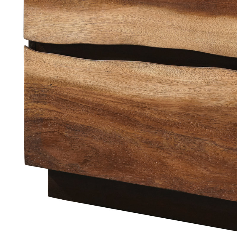 Table de chevet 2 chambres en grain de café foncé et brun rustique noyer