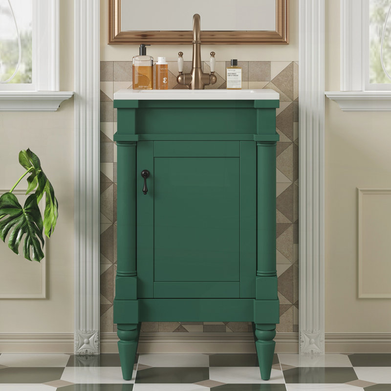 Meuble-lavabo moderne de 18 pouces avec lavabo, Vert