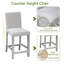 Ensemble de salle à manger 5 pièces à hauteur de comptoir avec 4 chaises rembourrées, table carrée en bois massif gris doux et panneau de fibres à densité moyenne, hauteur de 36 pouces