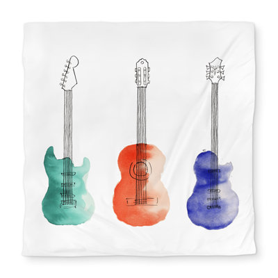 Three Guitars Duvet Cover | Illustrative Object Home Decor
