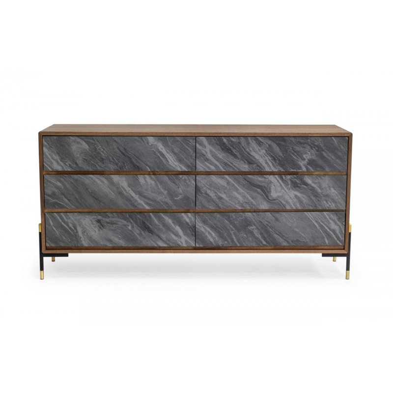 Commode double 6 tiroirs l 63 po