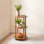 Table d'appoint ronde à 3 niveaux, table de bout / table de chevet compacte avec tablette de rangement - support en spirale, pieds en bois, table d'appoint vintage moderne pour le bureau de la chambre à coucher, assemblage facile - rétro