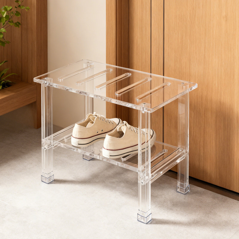 Acrylic Shower Bench With Storage Shelf