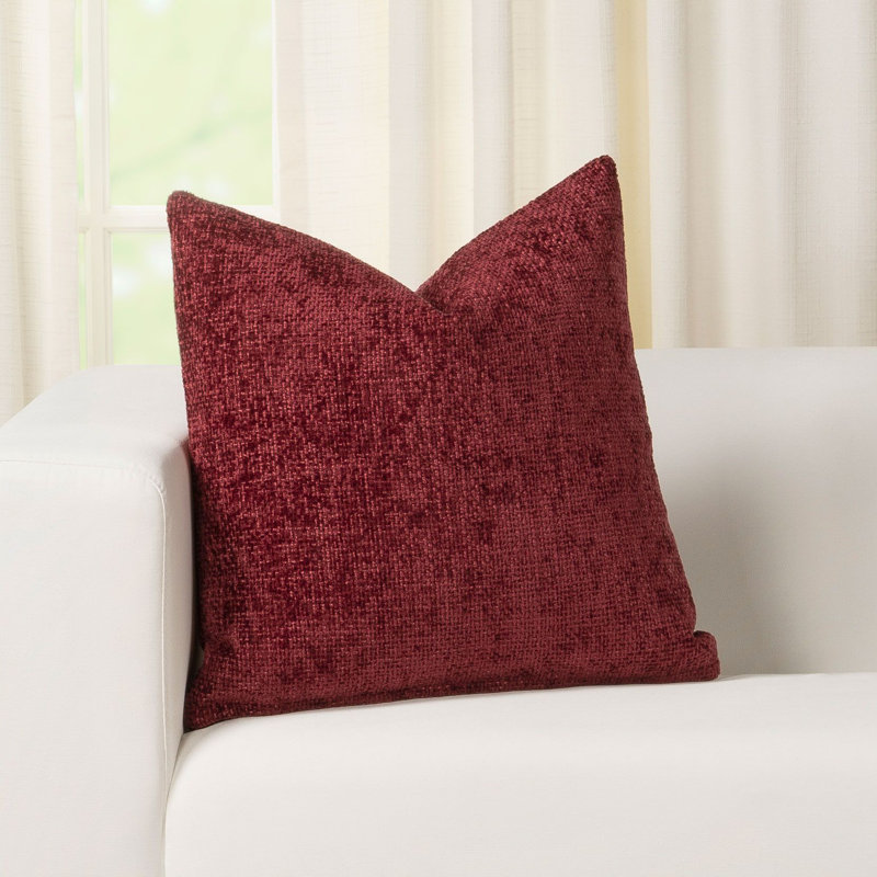 Atacan Mira Woven Chenille Throw Pillow, Burgandy Wine, Square 16", Polyester