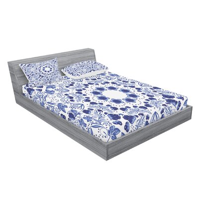 Middle Eastern Swirl Petals with Ottoman Folk Effects Floral Sheet Set -  Ambesonne, bswpil_25364_full