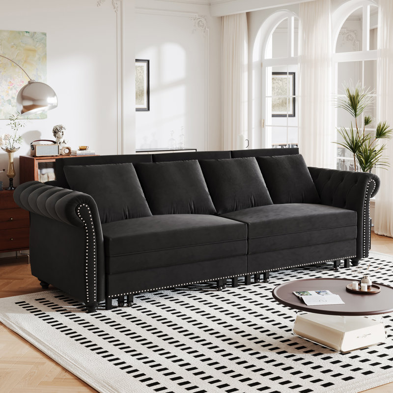 Canapé-lit Chesterfield 90 po, Noir