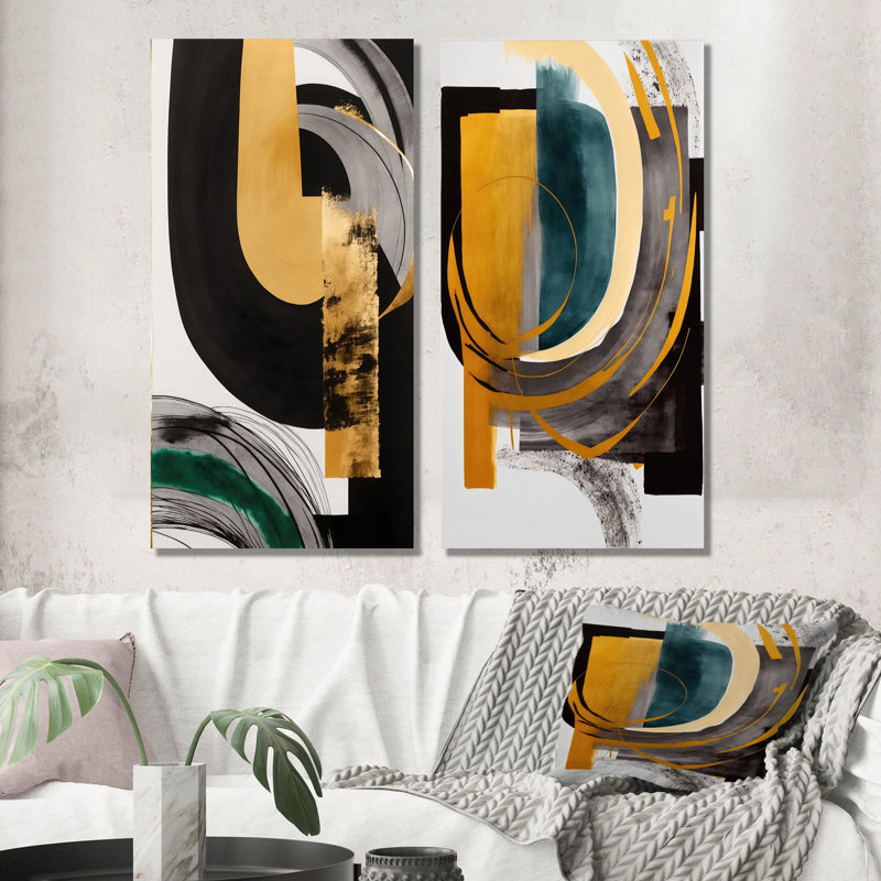 2 pièces sur toile - Déco vert moderne, H 40 po x l 40 po, Toile tendue