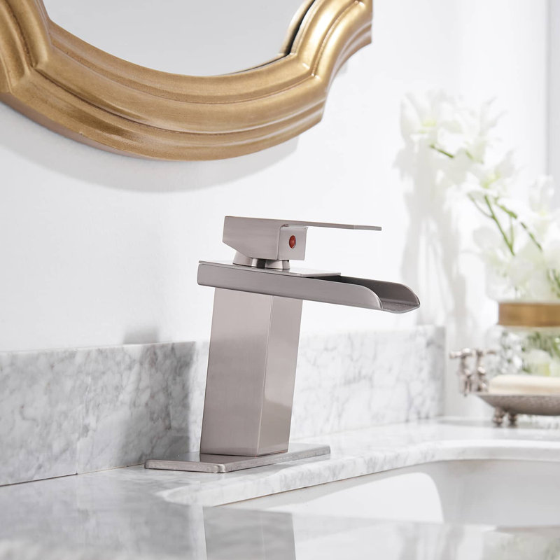 Robinet de salle de bains monotrou avec ensemble de drainage, Nickel brossé