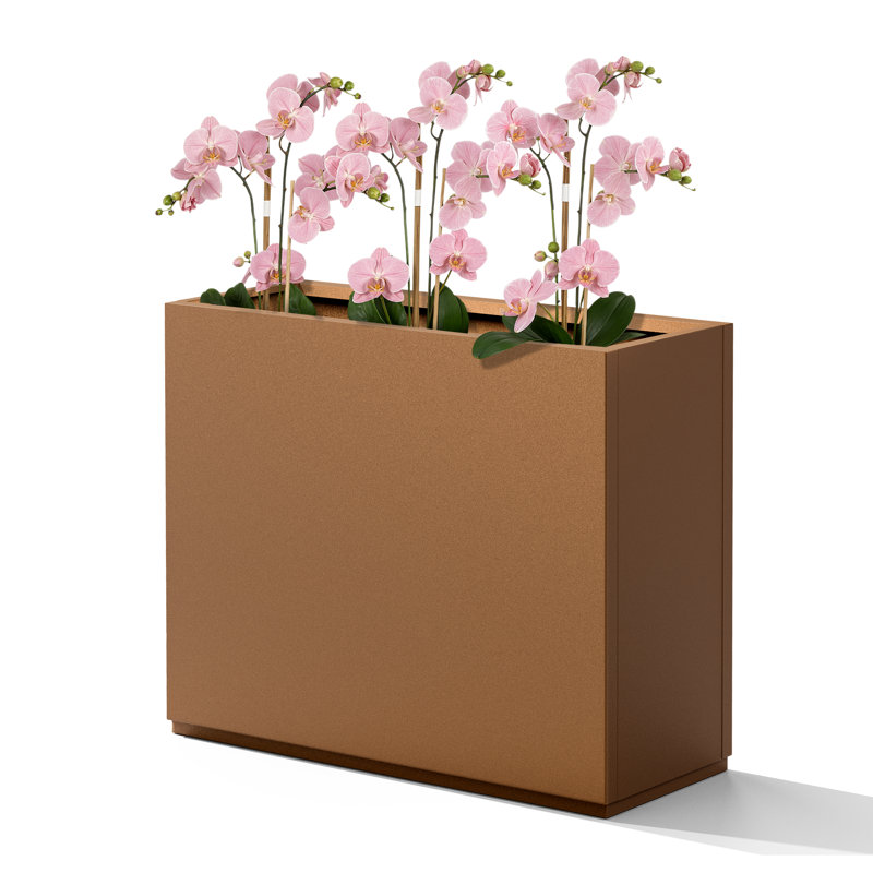 Metal Planters Box– Rectangular Large Brown Planter for Outdoor Plants and Garden Use,Sleek Planter Box with Drainage Holes ,Vegetables and Flowers