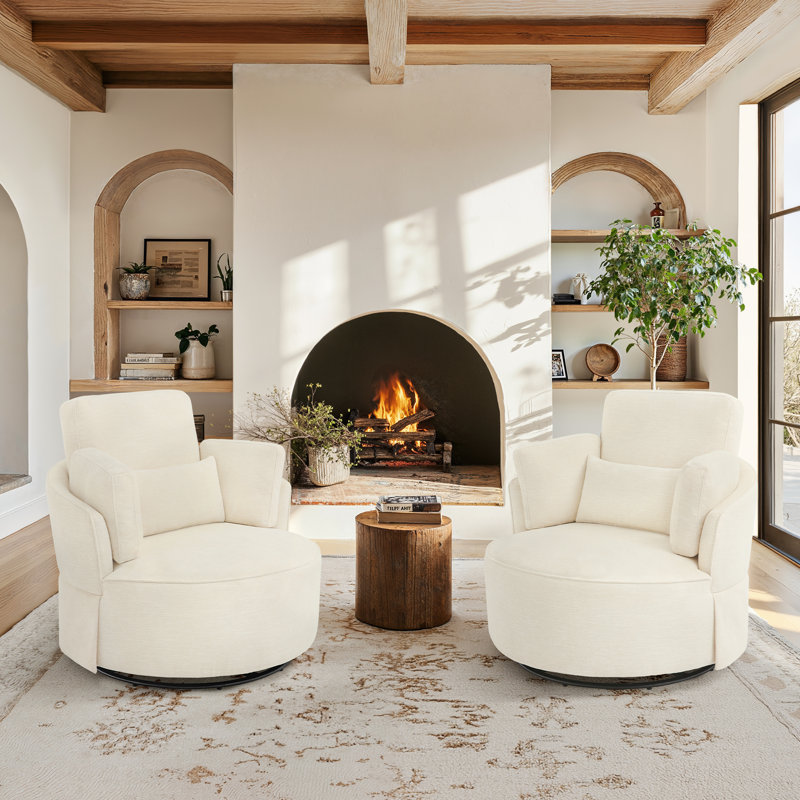 Ensemble de 2 fauteuils pivotants l 40 po Noah, Champagne