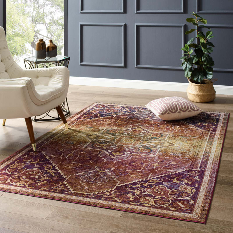 Tapis multicolore à motif floral persan à succès, Rectangle 8 pi x 10 pi