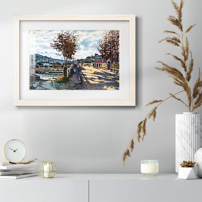 La seine à Bougival par Monet, reproduction d'art sur papier, H 22 po x l 32 po x P 1,5 po, Blanc