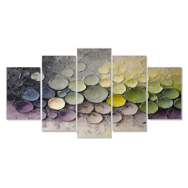 Jeu optique de champ de lavande optique - Biomorphism Wall Art - décoration murale moderne, H 32 po x l 60 po, 5
