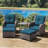Wicker Patio Furniture Set - 5 Piece Rattan Outdoor Sectional Conversation Sets With 2 Swivel Rocking Chairs,2 Ottomans And 1 Side Table
