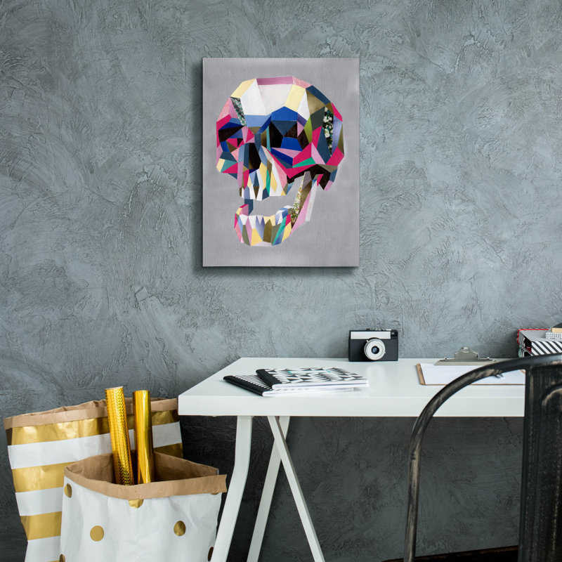 «Skull» par Artpoptart, art mural sur toile, H 16 po x l 12 po x P 0,75 po