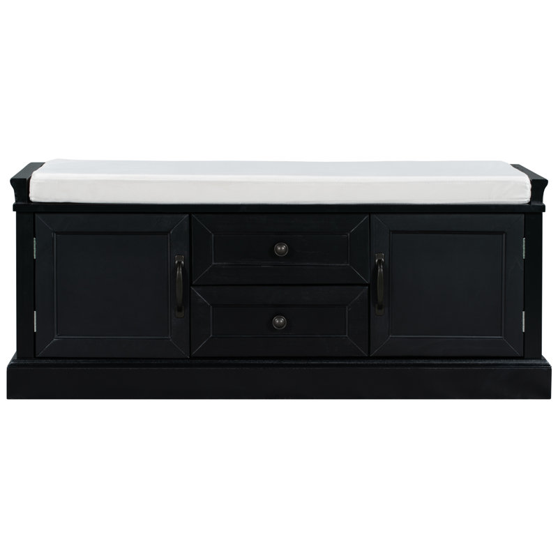 Armoire et tiroirs avec banc de rangement, Noir