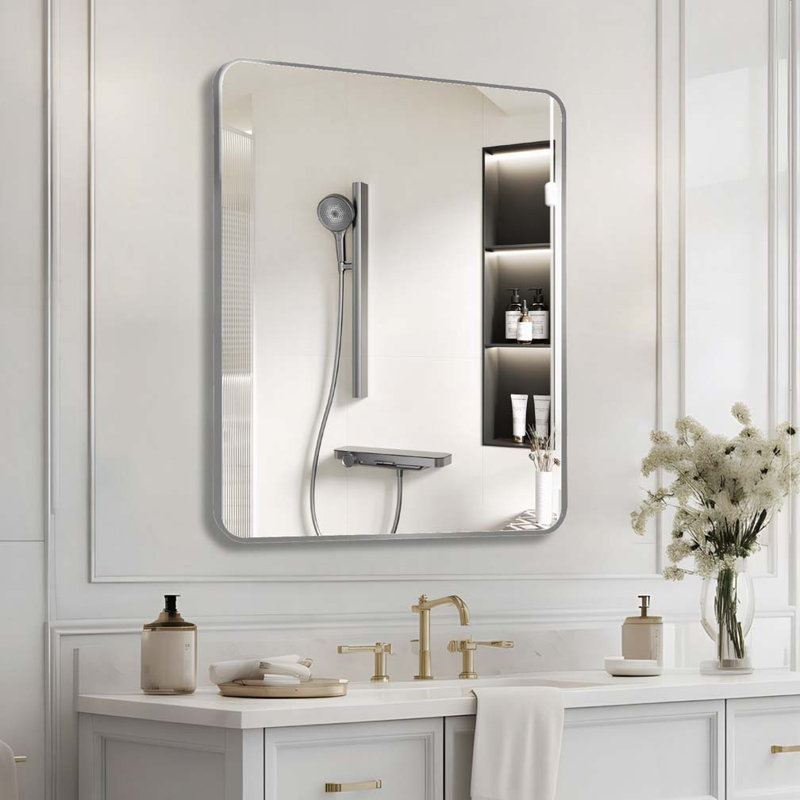 30 "x36" Rectangular Bathroom Wall Mirror, Silver