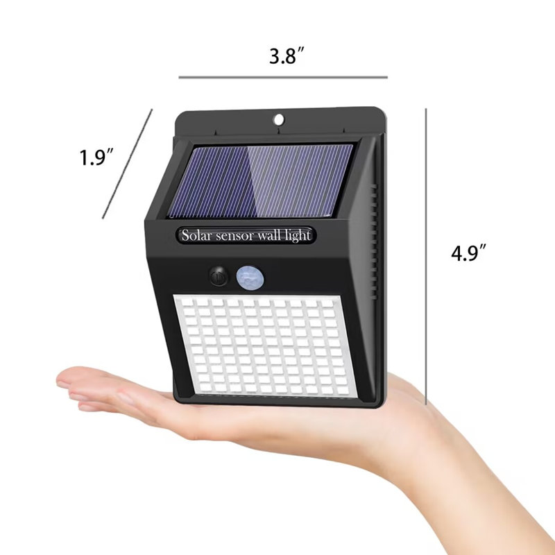Black 8 - Head LED Solar Powered Dusk to Dawn Outdoor Security Wall Pack with Motion Sensor