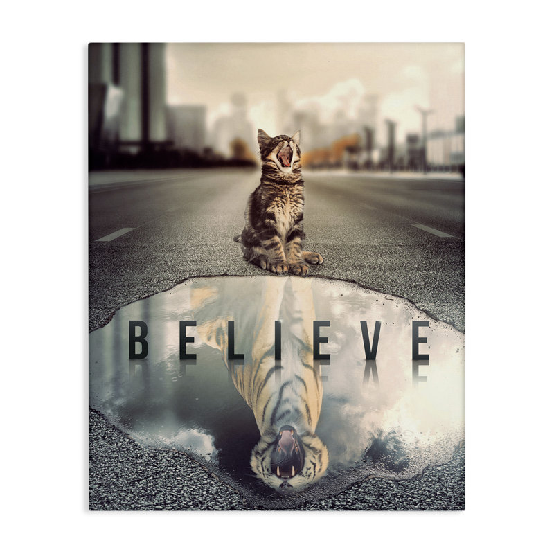 Believe Cat & Tiger Canvas Wall Art by Reinders, 20" H x 16" W