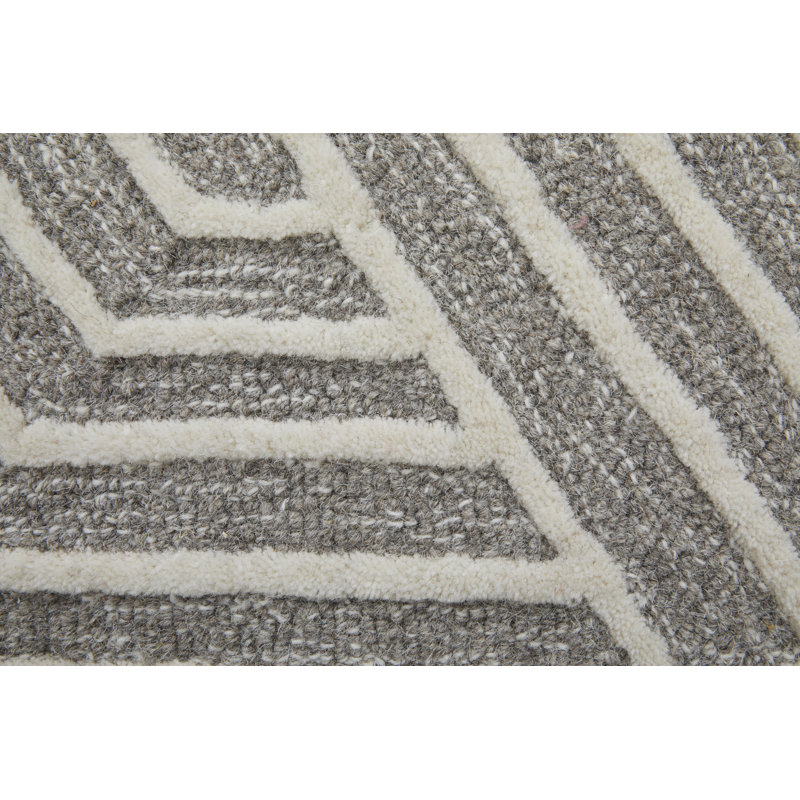 Lytton Modern Geometric, Gray/Ivory Area Rug, Rectangle 8' x 10'