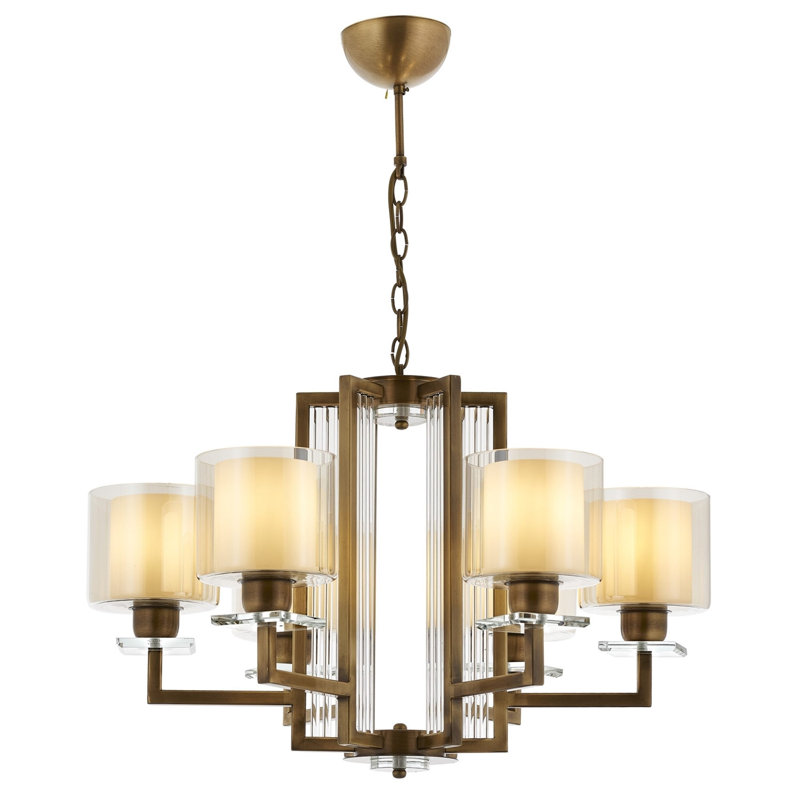 Lustre rétro élégant, structure en métal, 35,4 x 27,6 pouces | 6 x douilles E27 (40 W maximum) | Design moderne et glamour avec capuchon en verre | Parfait pour la salle à manger, le salon ou le vestibule | Luminaire unique
