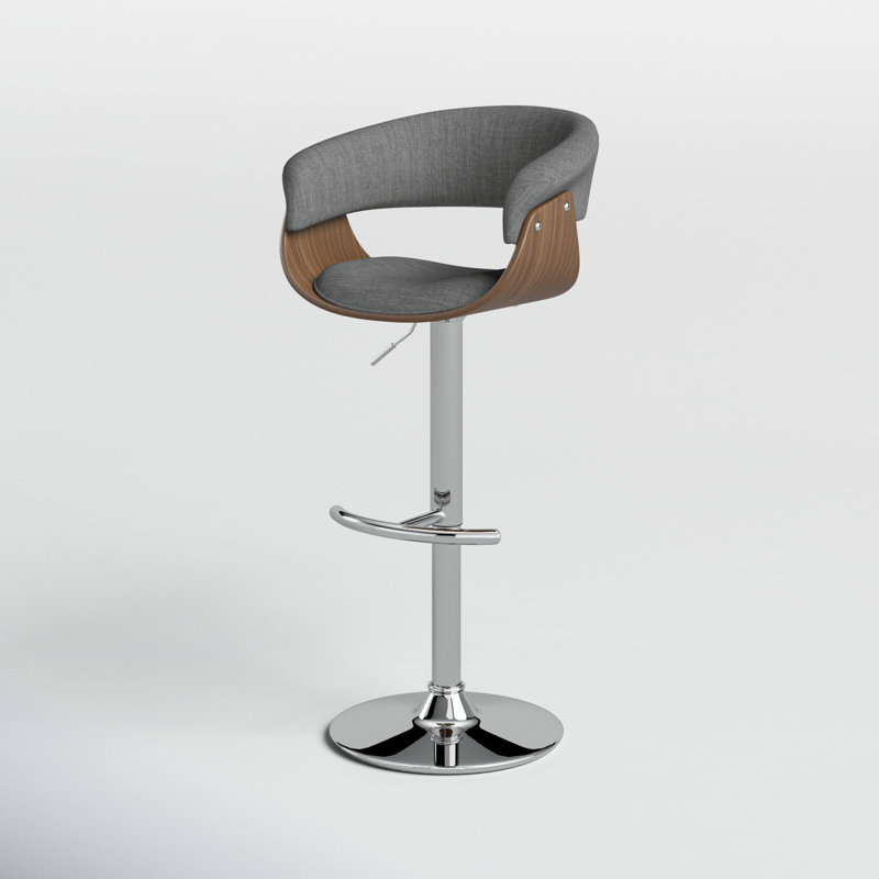 Amein Swivel Upholstered Adjustable Height Counter Stool with Steel Frame, Gray Textured