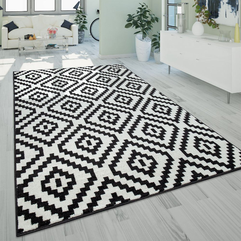 Jerrold Flatweave Black/Light Grey Rug, Rectangle 160 x 220cm