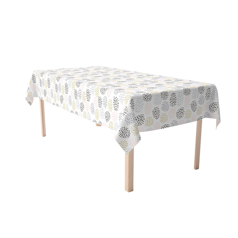 Rectangular Polka Dots Cotton Twill Tablecloth