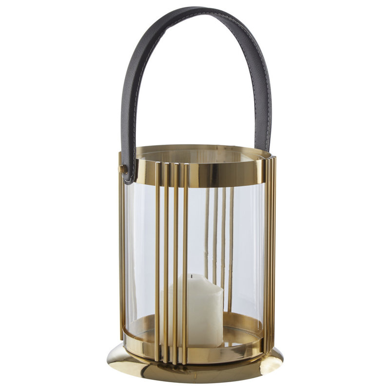 Cyrus Tabletop Lantern, Gold, 39 cm H x 19 cm W x 19 cm D