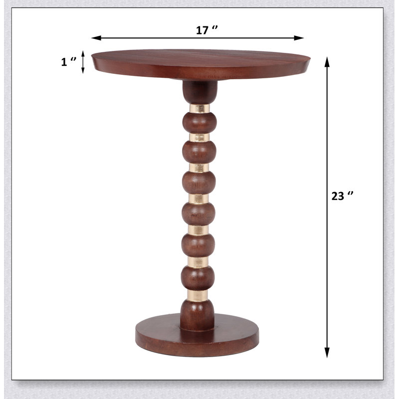 Mango Wood Round End Table,Honey+Gold