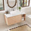 Meuble-lavabo de 35,85 po avec comptoir en faux marbre, lavabo en céramique, 1 armoire à double porte et 2 compartiments ouverts