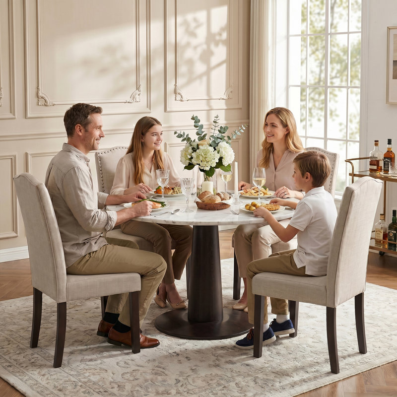 Chaise parsons capitonnée en lin rembourré, Beige